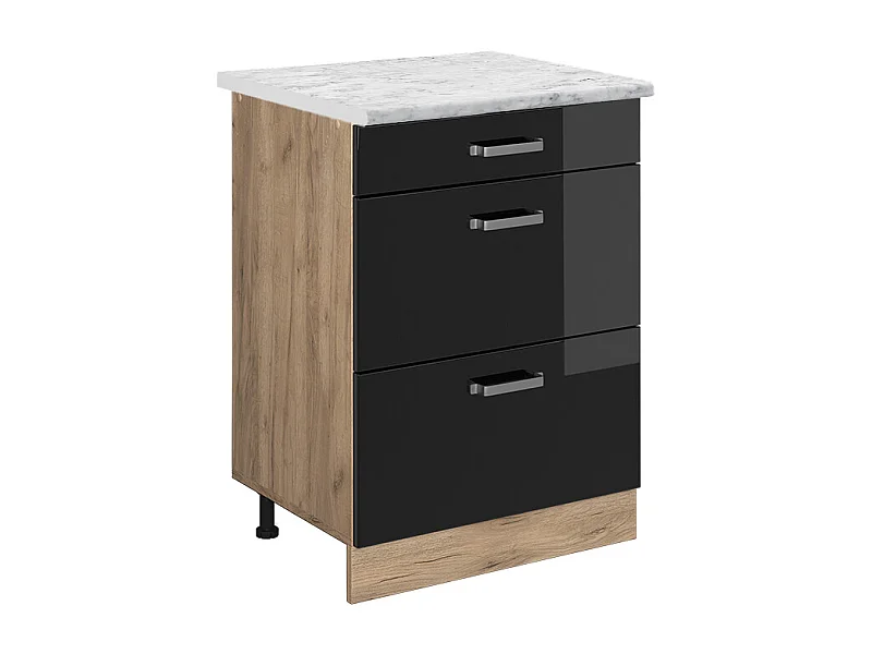 Meuble cuisine noir haute brillance 60x60x81.6 r-line