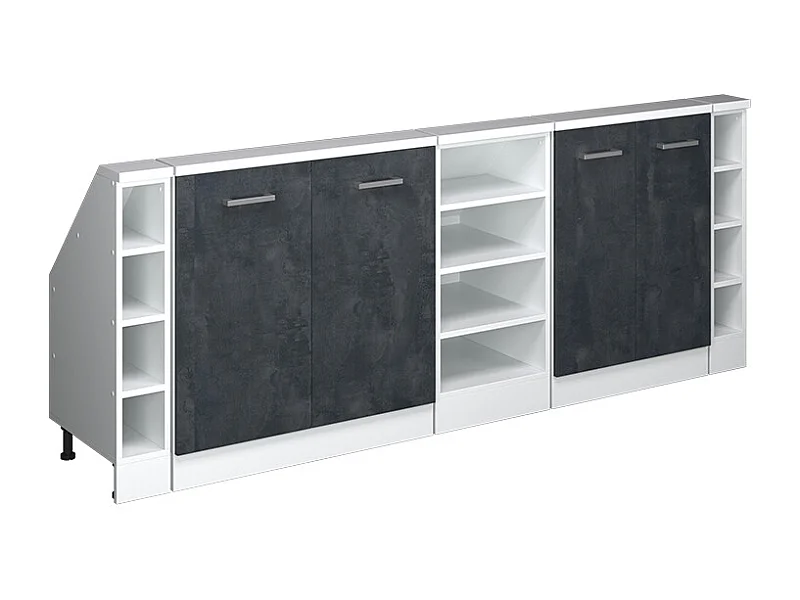 Küchenschrank für Dachschrägen schwarz beton 215x46x81.6 r-line