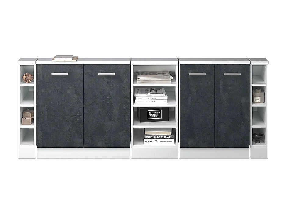 Köksskåp för sluttande tak svart betong 210x46x81.6 r-line