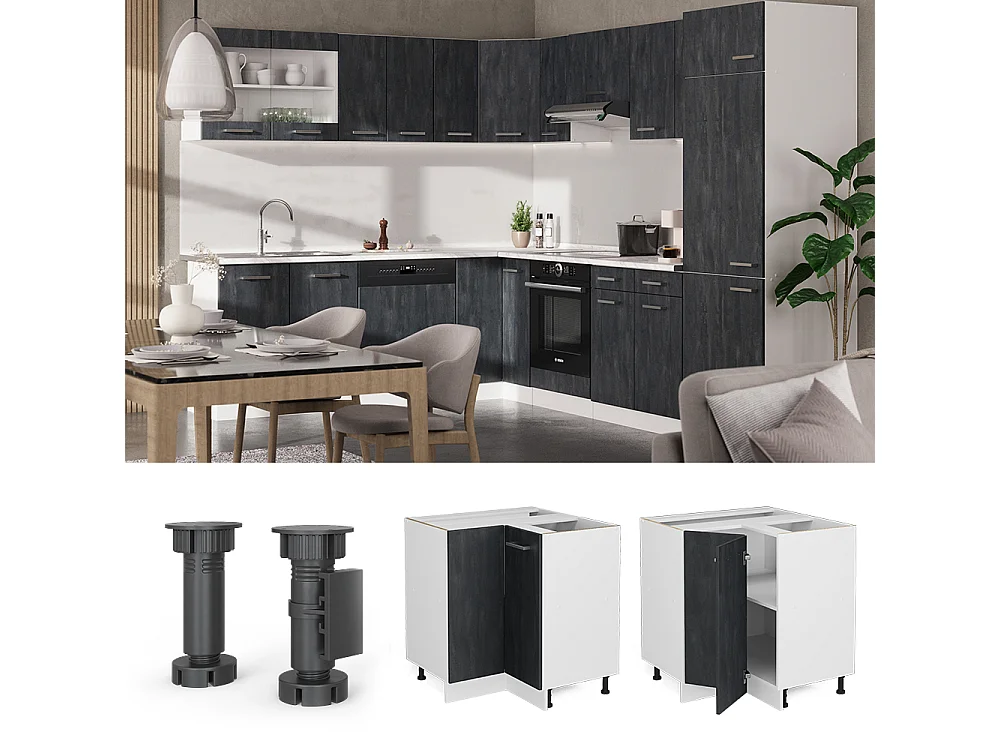 Mobile ad angolo cucina calcestruzzo nero 75.6x46x81.6 r-line
