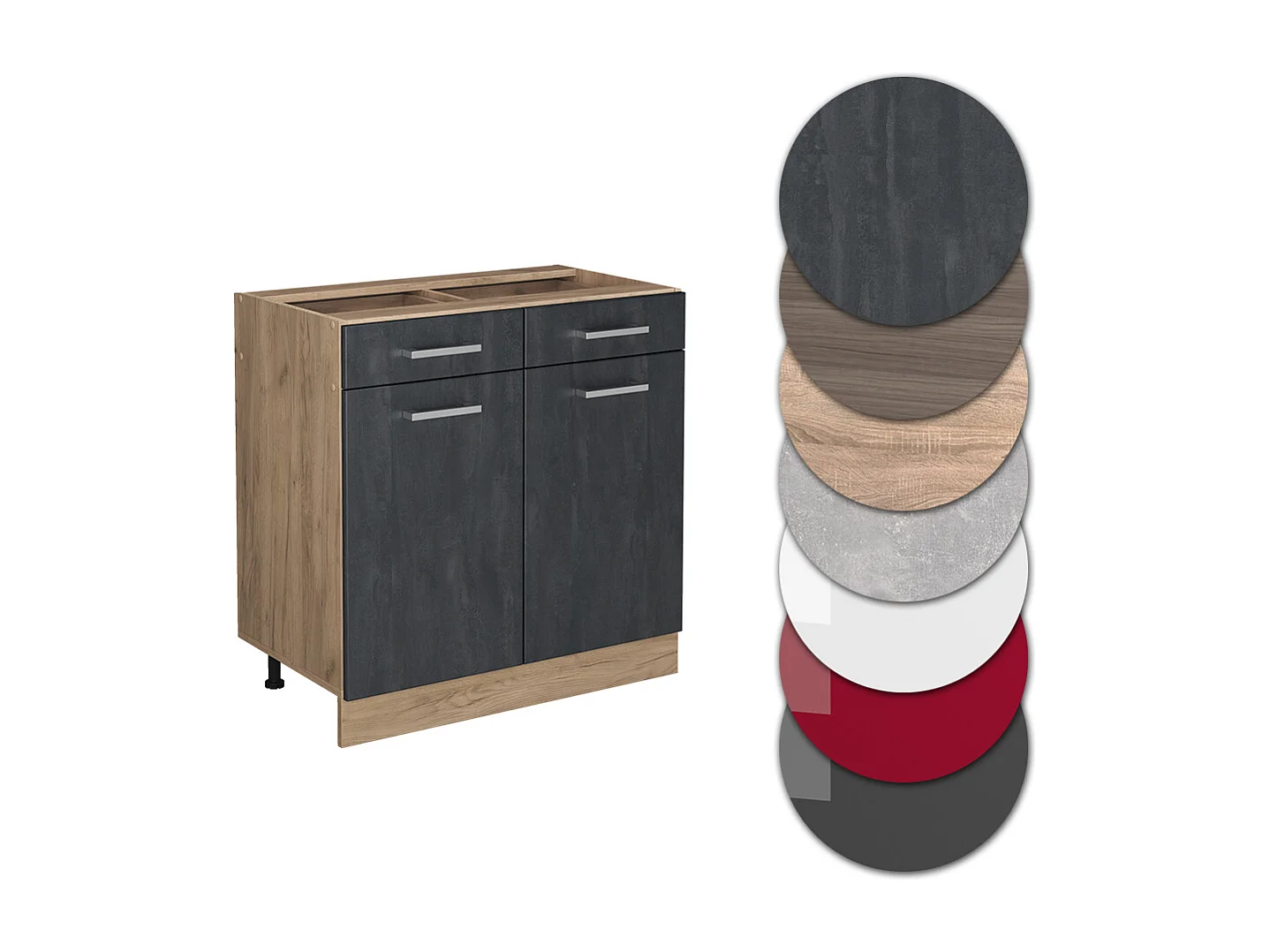 Mueble bajo de cocina hormigón negro 80x60x81.6 r-line