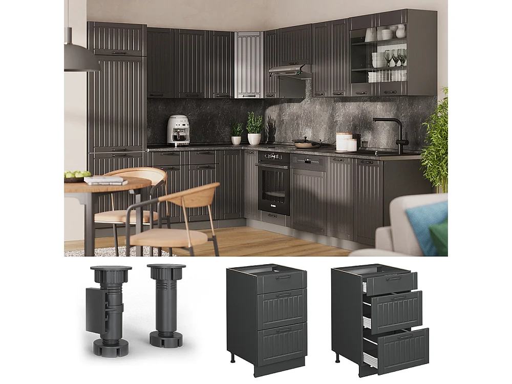 Meuble cuisine gris foncé 50x51.6x82 fame-line