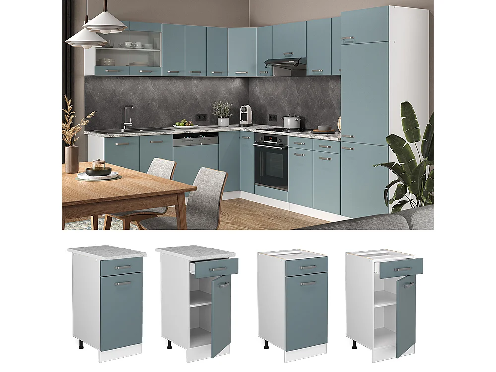Meuble cuisine bleu-gris 40x46x81.6 r-line
