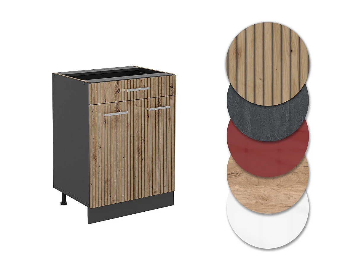 Mueble bajo de cocina roble artesanal 60x46x81.6 r-line