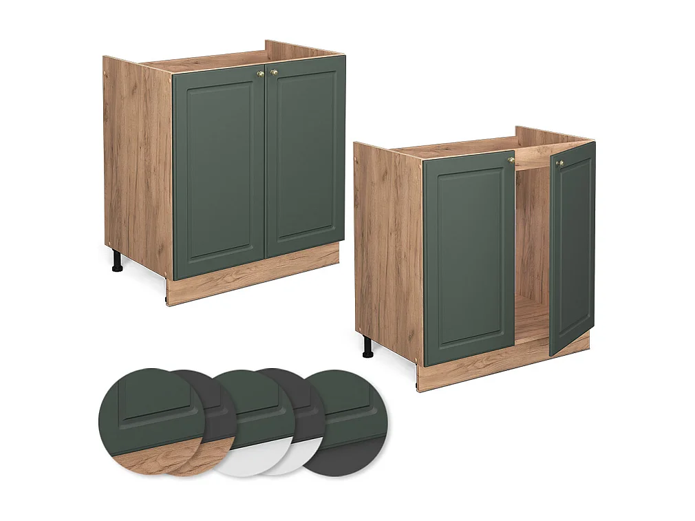 Armario bajo para fregadero verde dorado casa de campo 80x60x82 fame-line