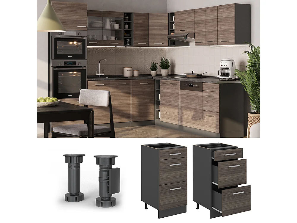 Meuble cuisine gris noble 40x60x81.6 r-line