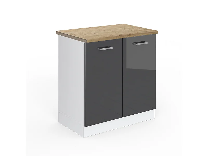 Armario bajo para fregadero antracita alto brillo 80x60x81.6 r-line