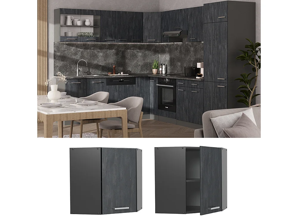 Elément haut de cuisine béton noir 57x34.1x60 r-line