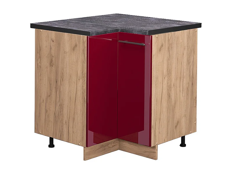Armario de esquina rojo burdeos alto brillo 80.5x60x82 fame-line