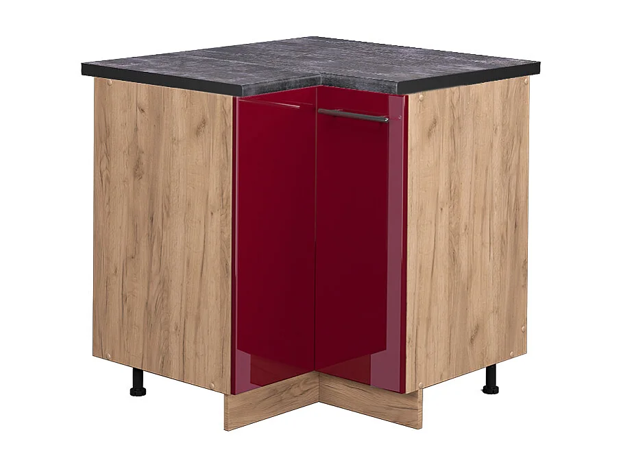 Armario de esquina rojo burdeos alto brillo 80.5x60x82 fame-line