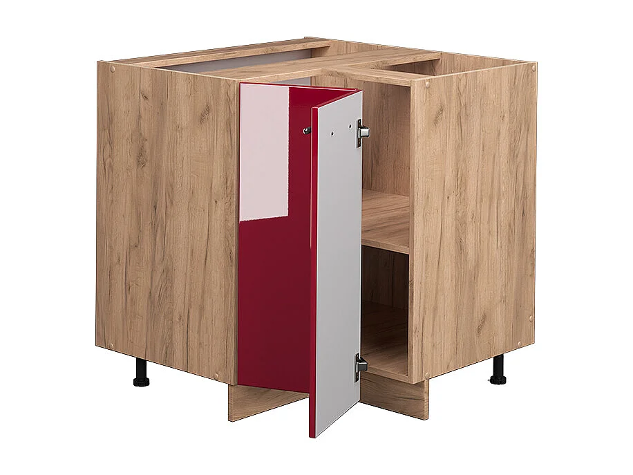 Armario de esquina rojo burdeos alto brillo 80.5x60x82 fame-line