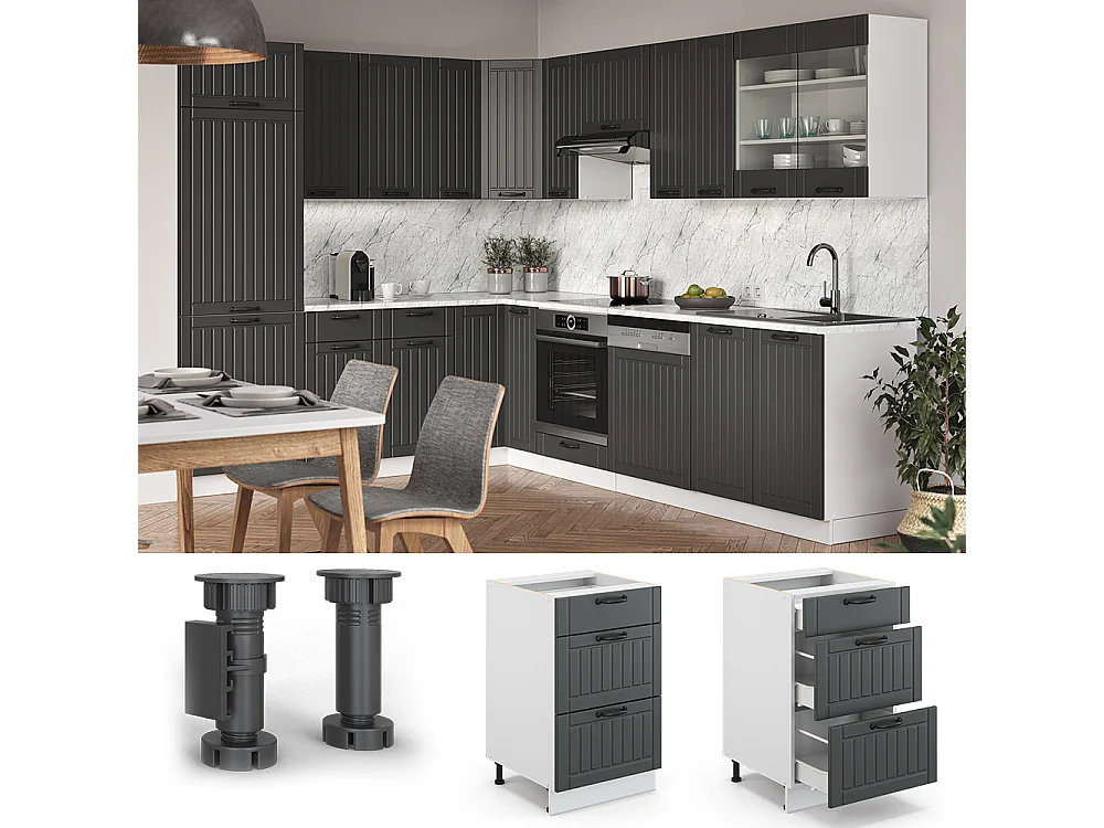 Meuble cuisine anthracite campagne 50x51.6x82 fame-line