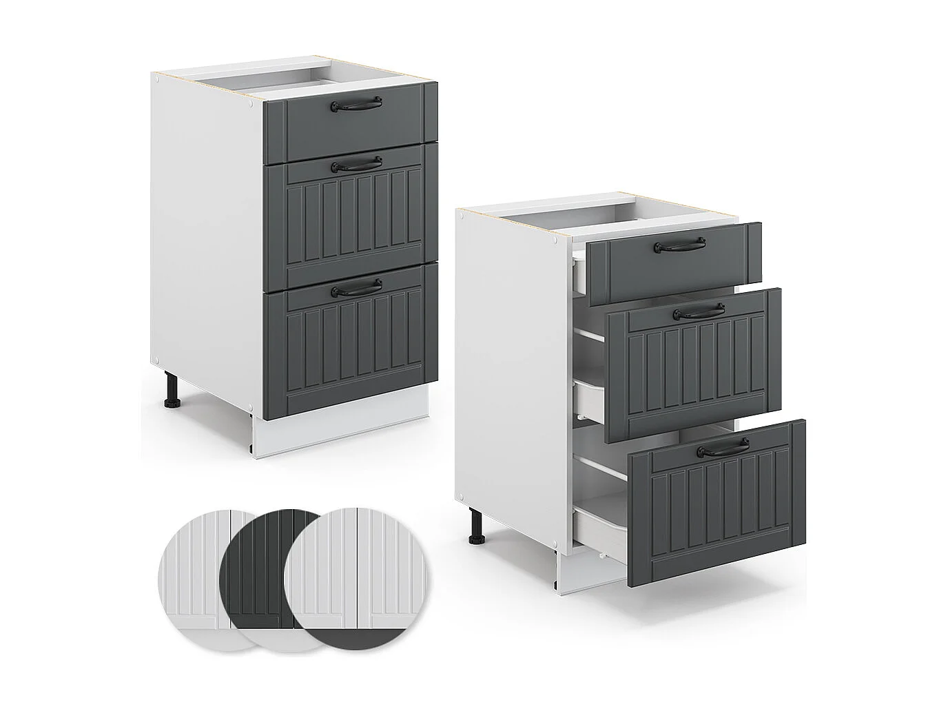 Meuble cuisine anthracite campagne 50x51.6x82 fame-line