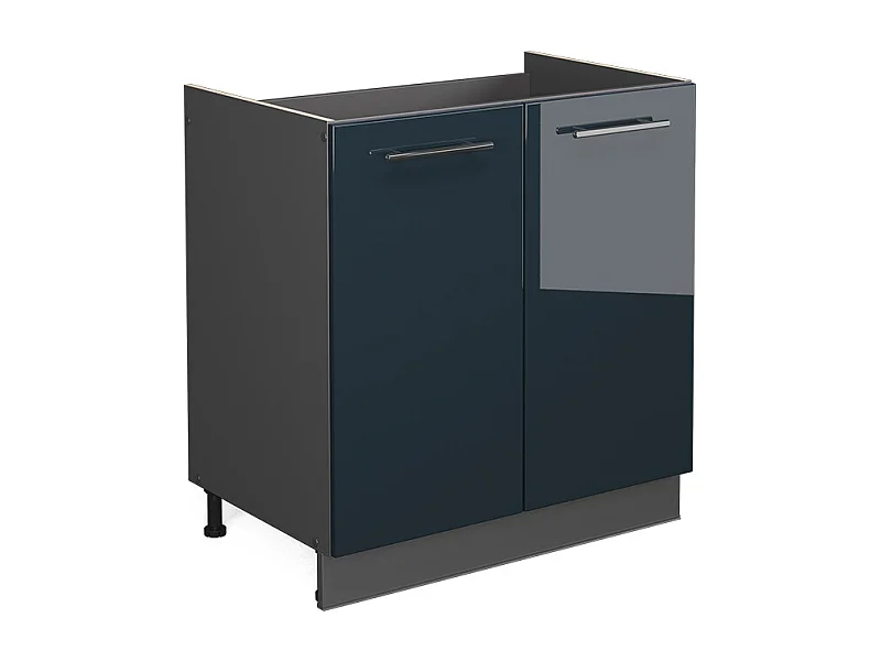 Armario bajo para fregadero azul oscuro alto brillo 80x51.6x82 fame-line