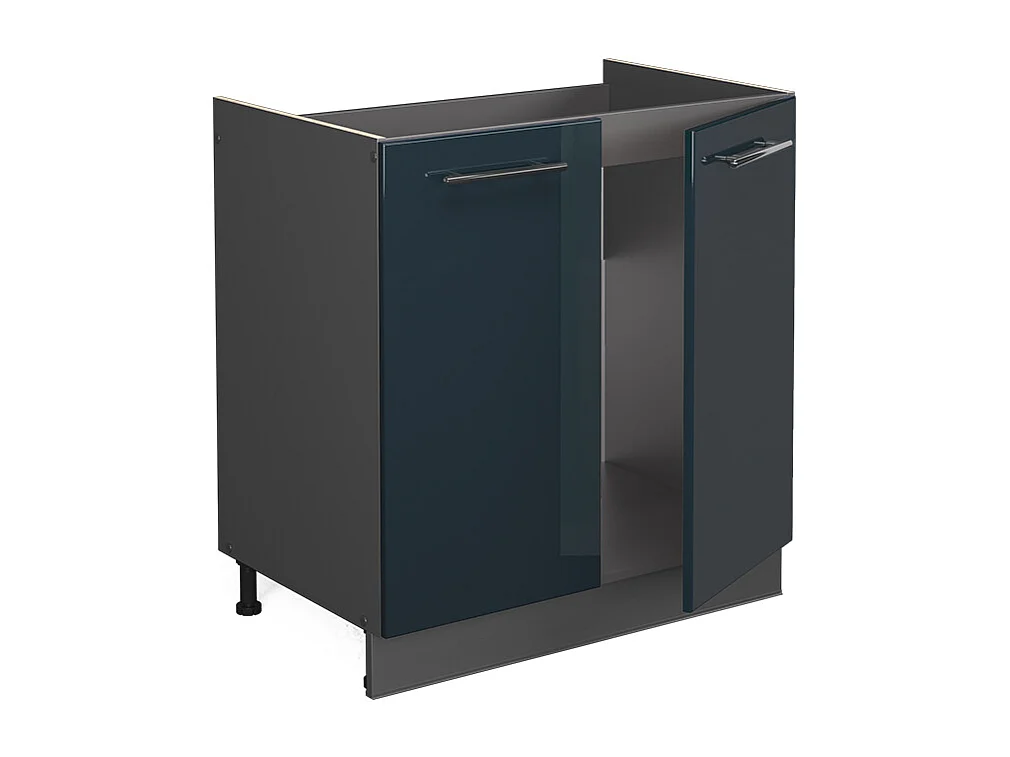 Meuble bas sous-évier bleu foncé brillant 80x51.6x82 fame-line