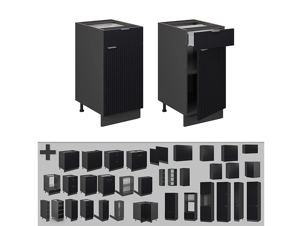 Meuble cuisine noir rayé 40x51.6x82 fame-line