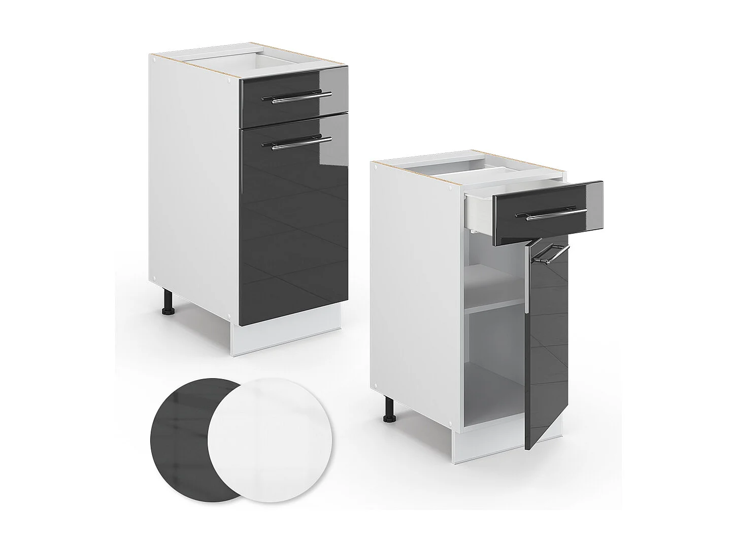 Meuble cuisine anthracite haute brillance 40x51.6x82 fame-line