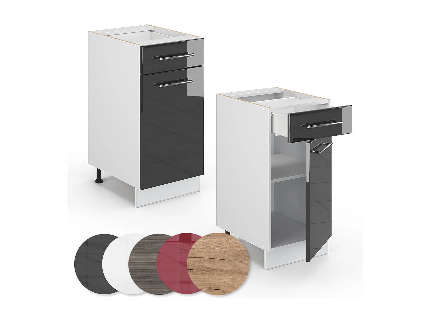 Meuble cuisine anthracite haute brillance 40x51.6x82 fame-line