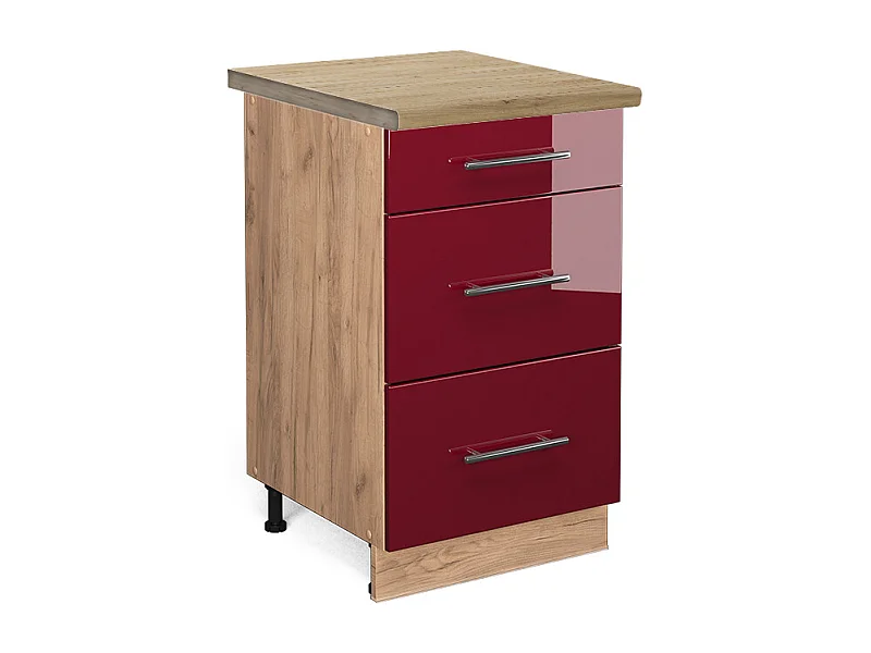 Meuble cuisine rouge bordeaux haute brillance 50x60x82 fame-line