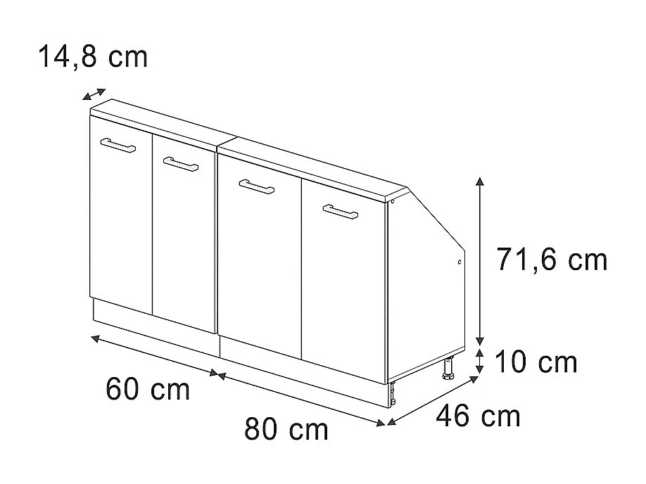 Armario de cocina para techo inclinado gris azulado 140x46x81.6 r-line