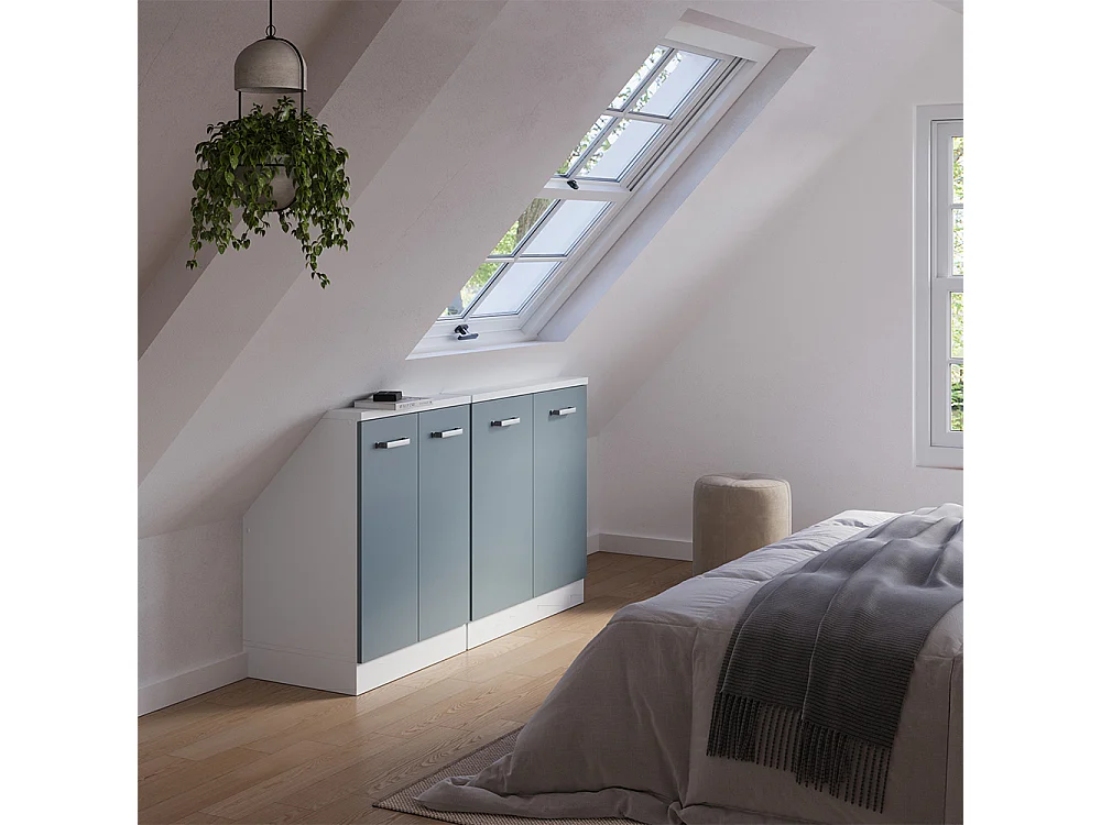 Meuble sous pente bleu-gris 140x46x81.6 r-line