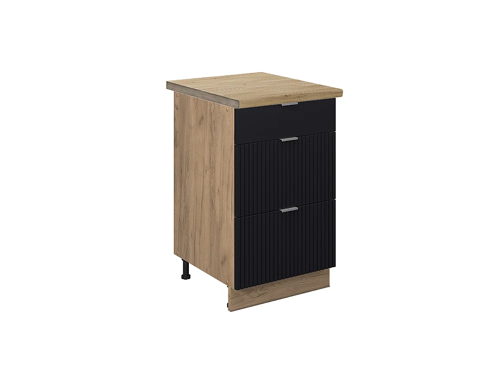 Kitchen base cabinet black striped 50x60x82 fame-line