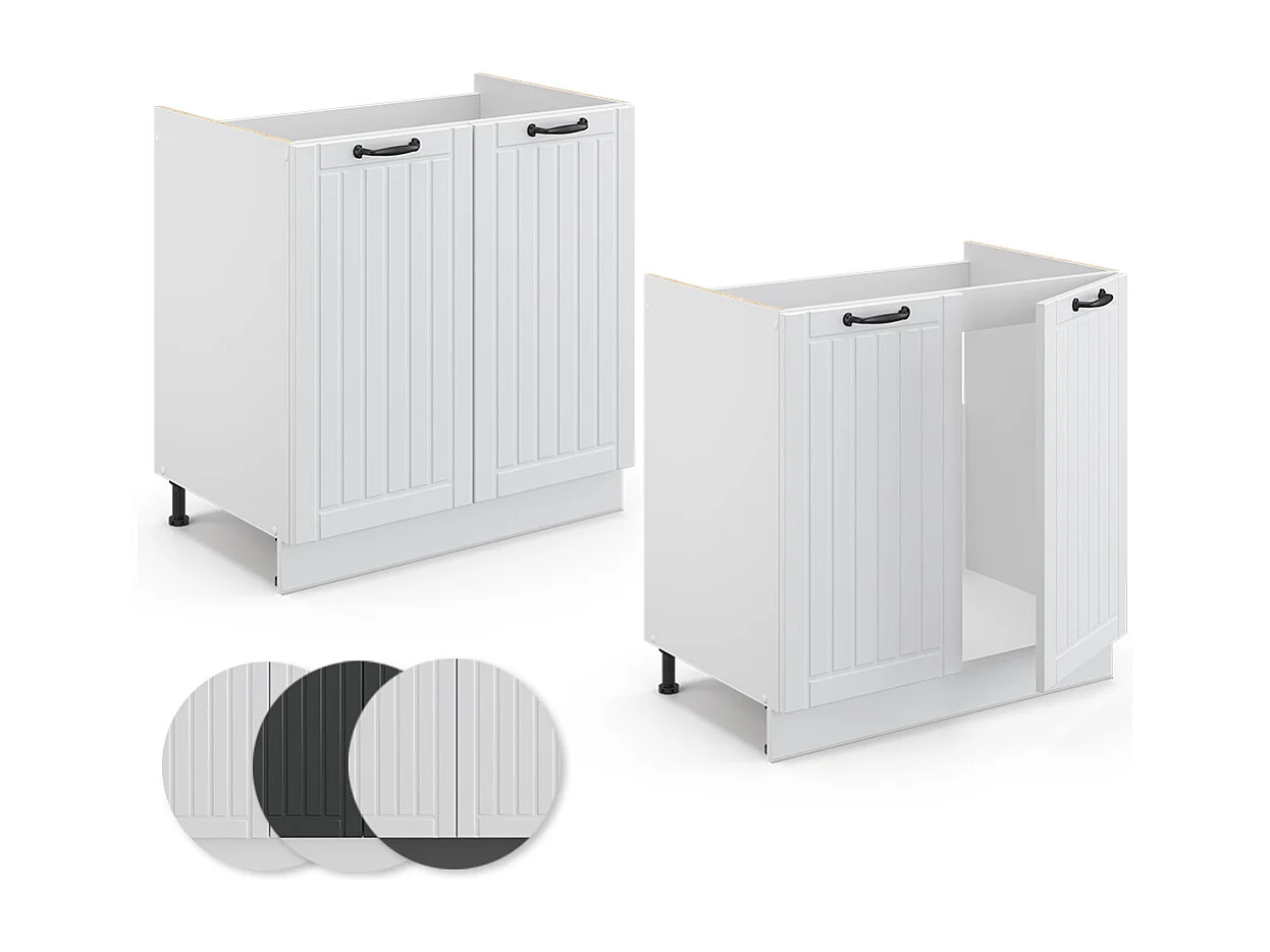 Meuble bas sous-évier blanc campagne 80x60x82 fame-line