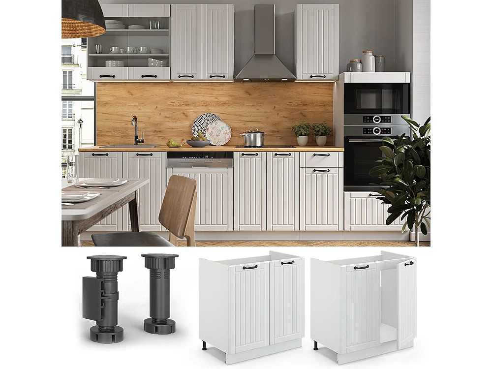 Meuble bas sous-évier blanc campagne 80x60x82 fame-line