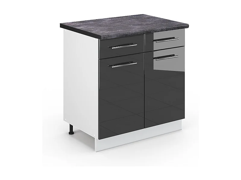 Armário baixo de cozinha antracite alto brilho 80x60x82 fame-line