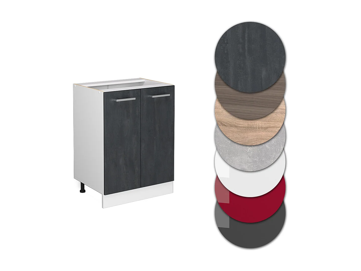 Mobiletto base cucina calcestruzzo nero 60x46x81.6 r-line