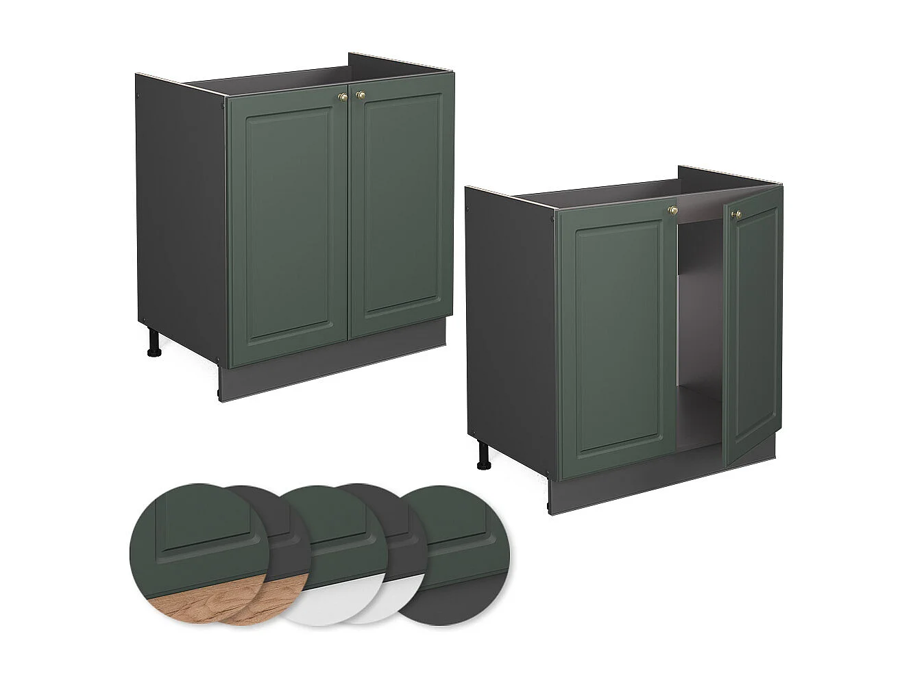 Armario bajo para fregadero verde dorado casa de campo 80x51.6x82 fame-line