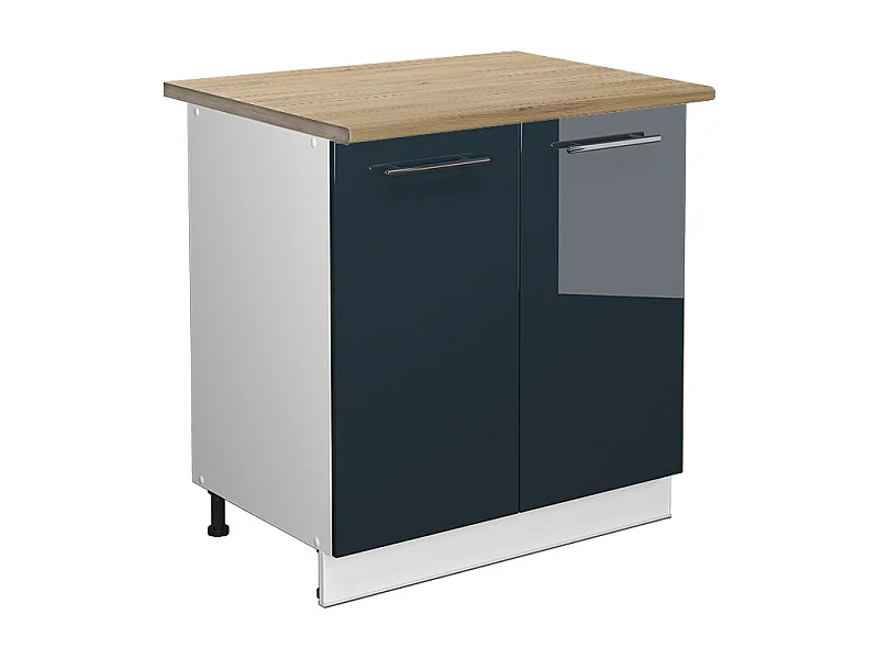 Armario bajo para fregadero azul oscuro alto brillo 80x60x82 fame-line