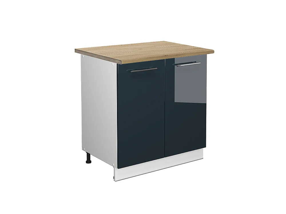 Armario bajo para fregadero azul oscuro alto brillo 80x60x82 fame-line