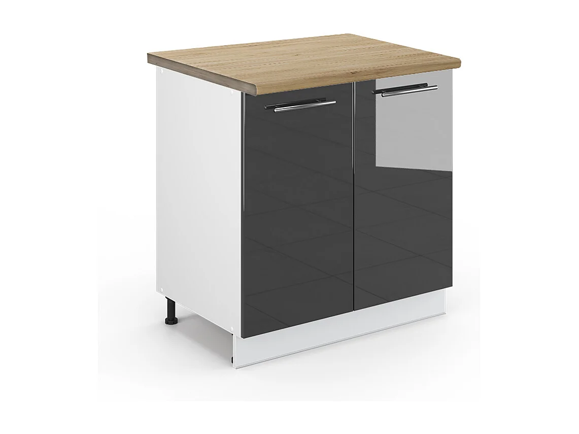 Meuble bas sous-évier anthracite haute brillance 80x60x82 fame-line