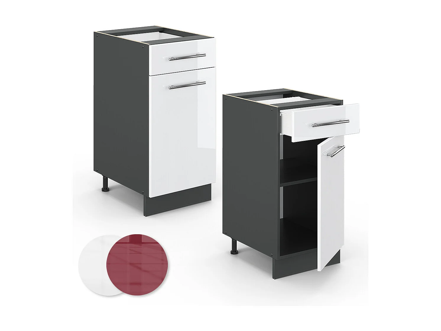 Meuble cuisine blanc haute brillance 40x51.6x82 fame-line