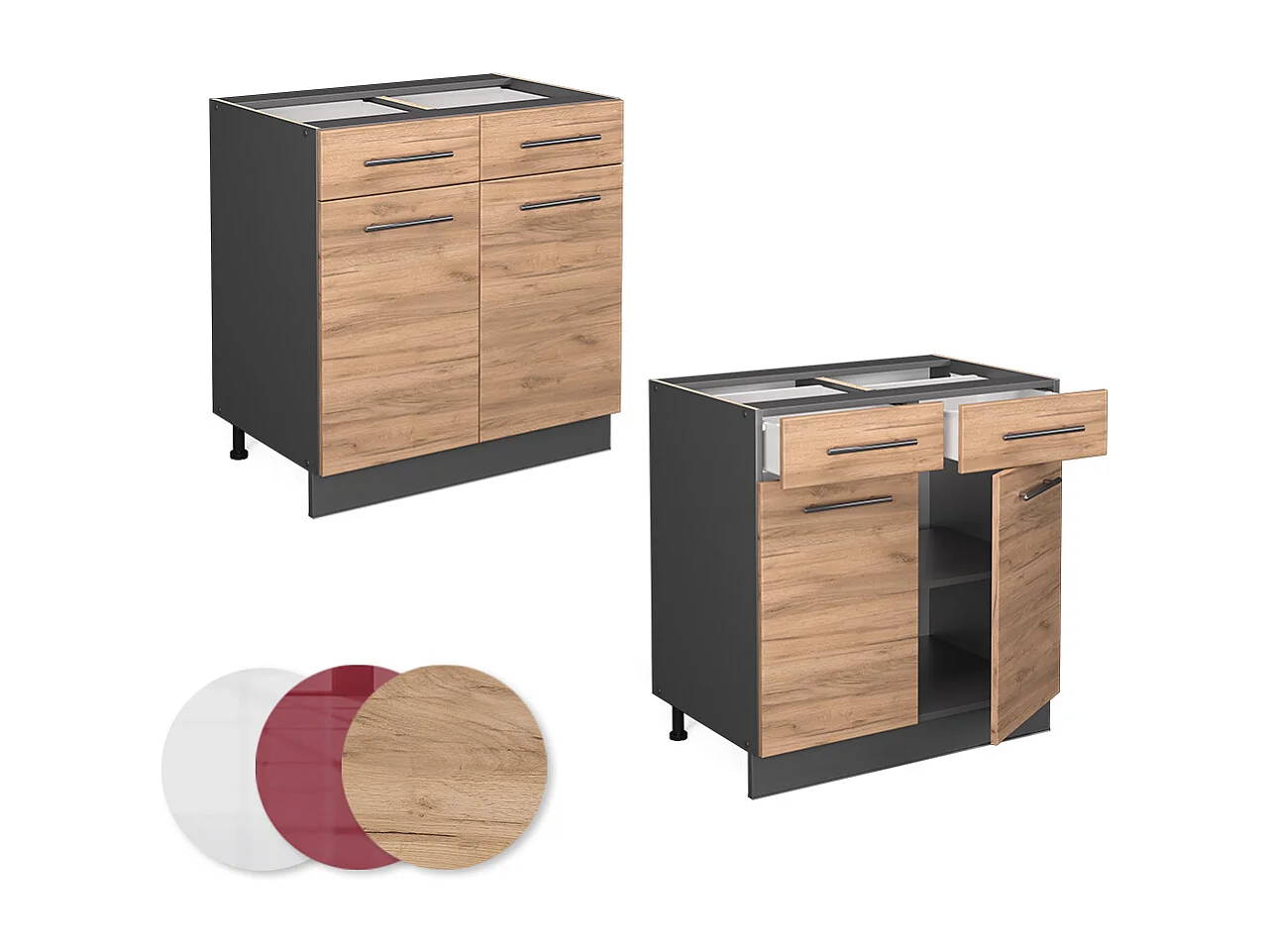 Meuble cuisine chêne de force doré 80x60x82 fame-line