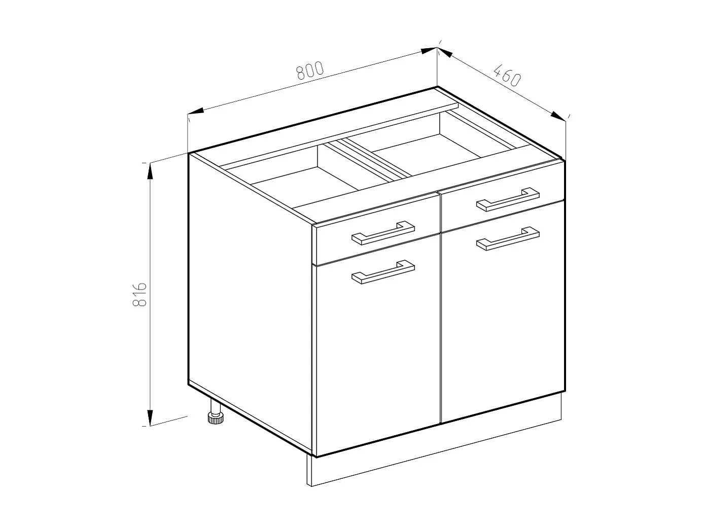 Mobiletto base per cucina sonoma 80x46x81.6 r-line