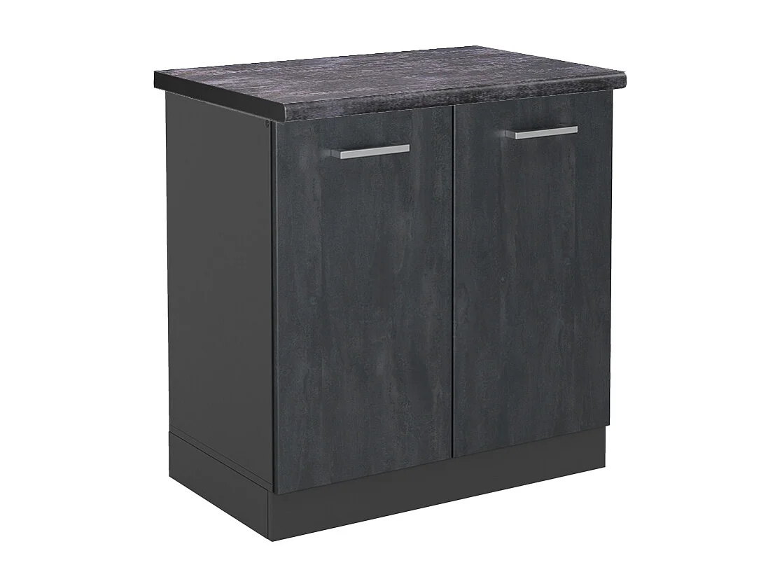 Meuble bas sous-évier béton noir 80x60x81.6 r-line