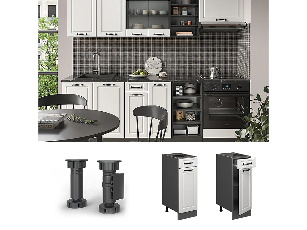 Mobiletto base per cucina bianco casa di campagna 30x60x81.6 r-line