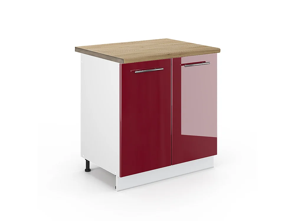 Meuble bas sous-évier rouge bordeaux haute brillance 80x60x82 fame-line