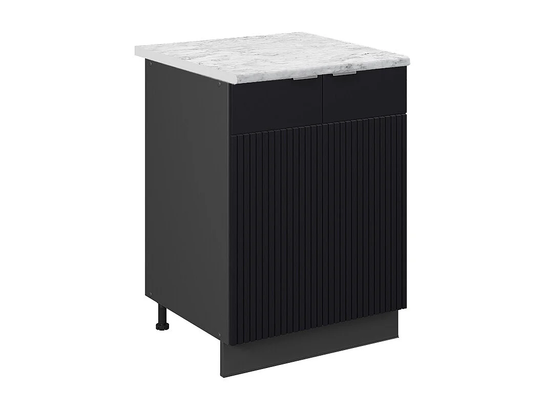 Meuble bas de cuisine noir rayé 60x60x82 fame-line