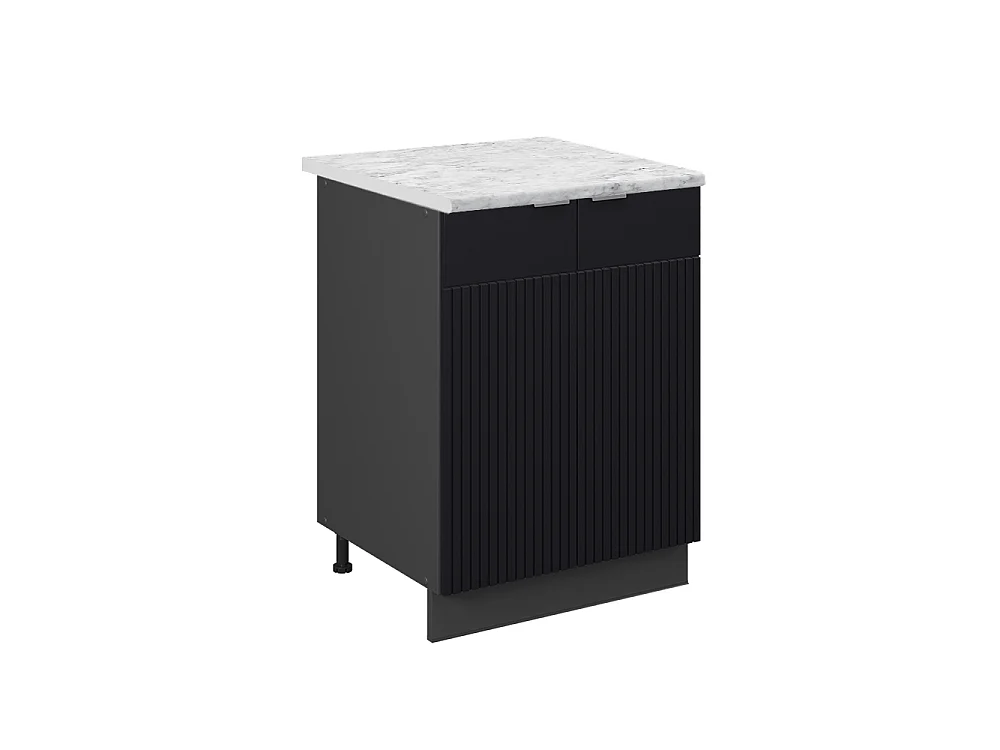 Meuble bas de cuisine noir rayé 60x60x82 fame-line