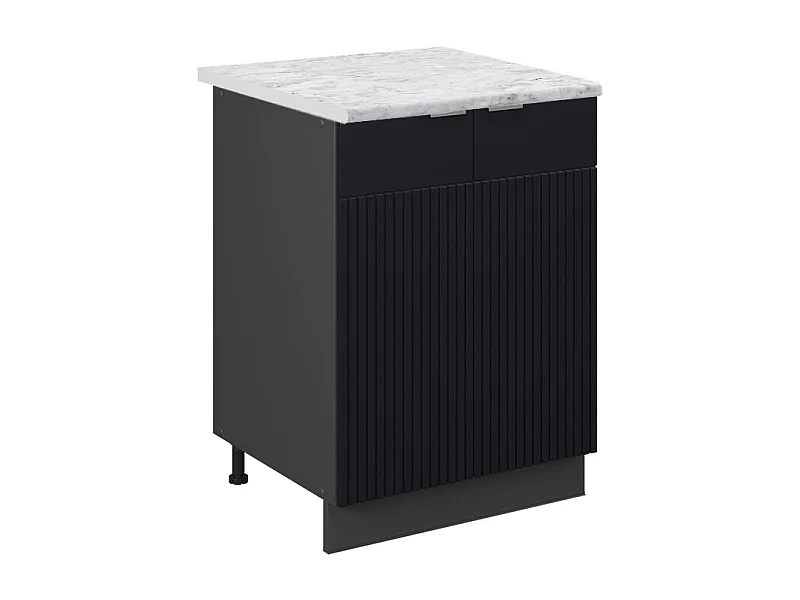 Meuble bas de cuisine noir rayé 60x60x82 fame-line