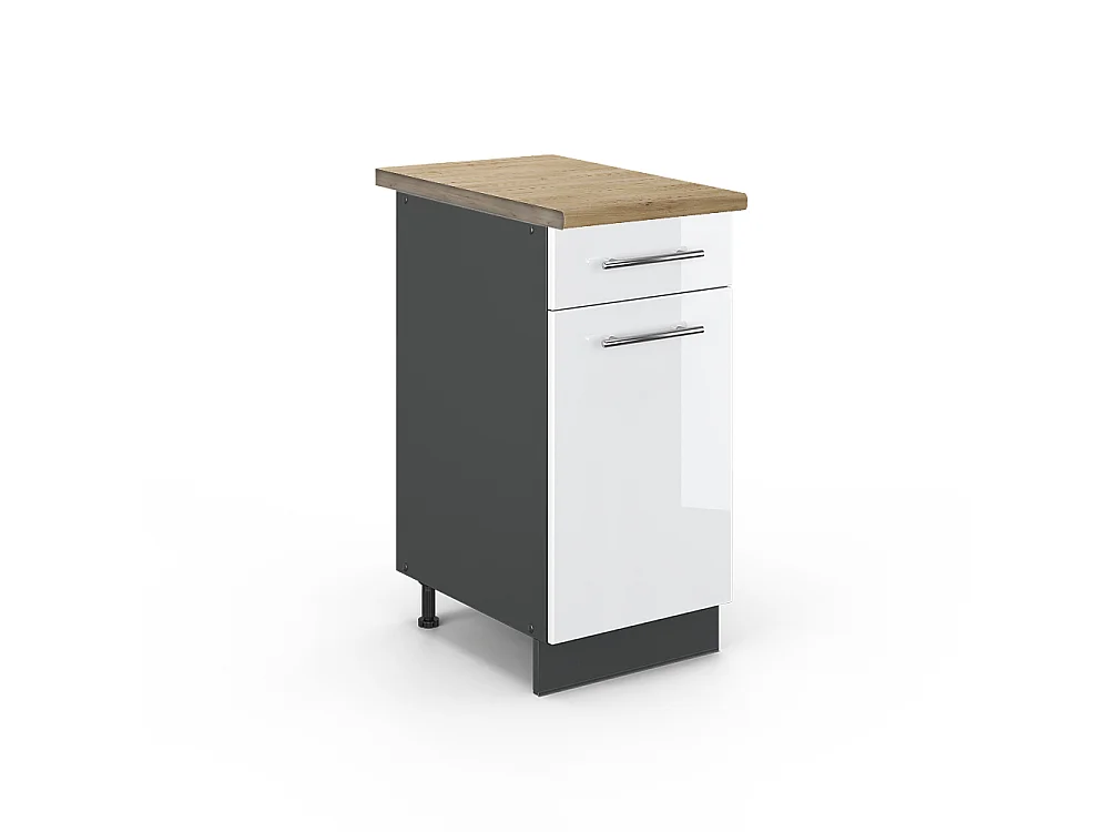 Meuble cuisine blanc haute brillance 40x60x82 fame-line
