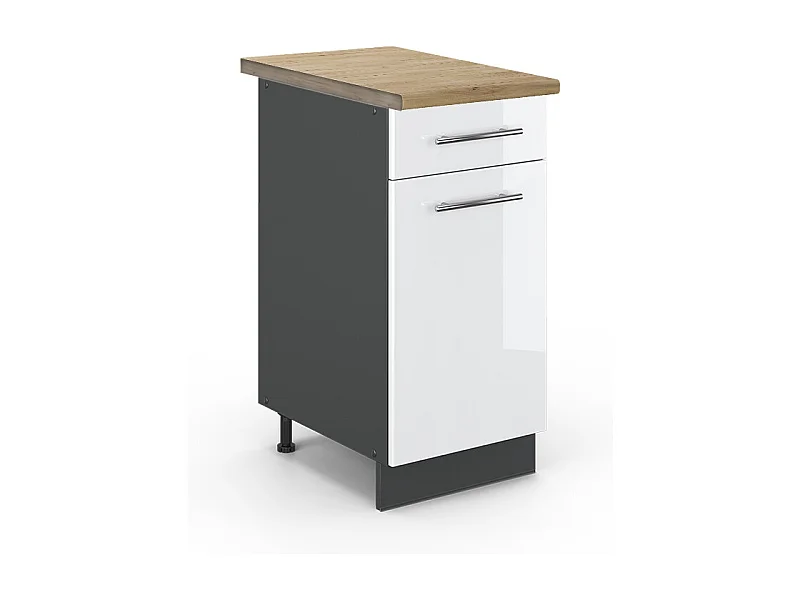 Meuble cuisine blanc haute brillance 40x60x82 fame-line