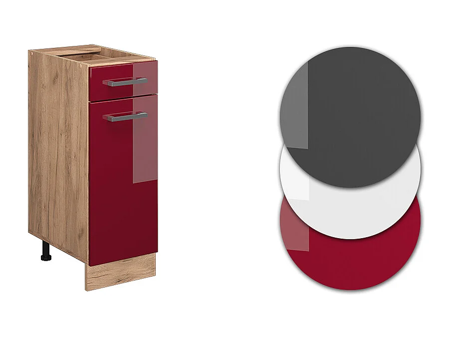 Mueble bajo de cocina rojo de alto brillo 30x60x81.6 r-line