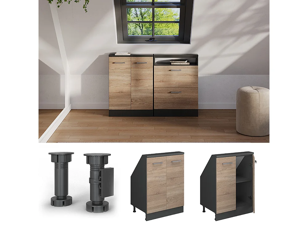 Mobile cucina sottotetto sonoma 60x46x81.6 r-line