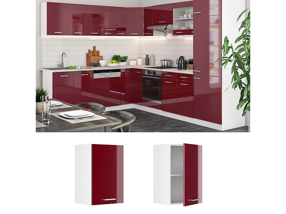 Elément haut de cuisine rouge brillant 40x31x60 r-line