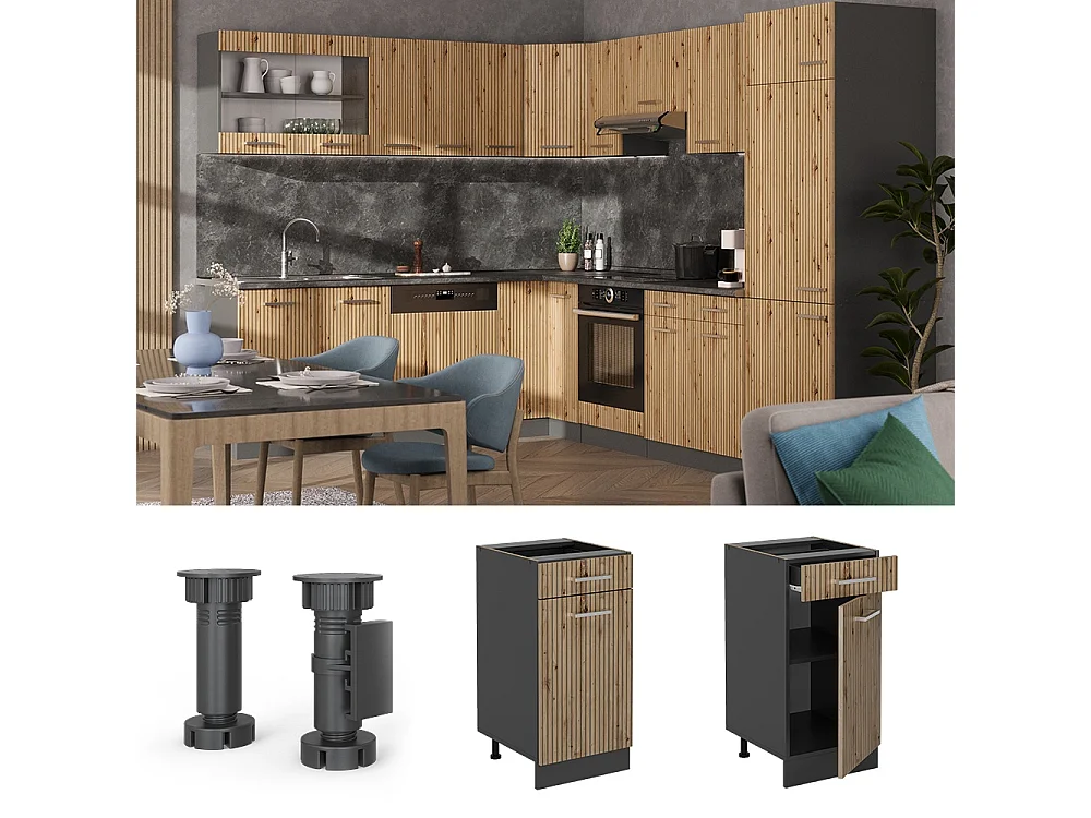 Mueble bajo de cocina roble artesanal 40x60x81.6 r-line