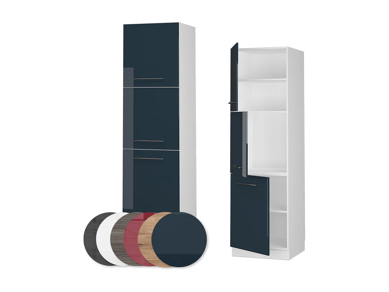 Meuble pour four bleu foncé brillant 60x58x206.8 fame-line